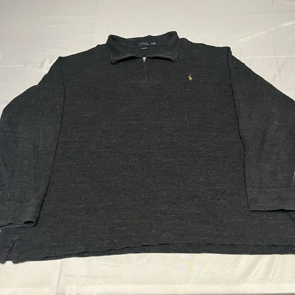 Polo Ralph Lauren Sweater Mens 3XT Tall Dark Gray Quarter Zip Estate Rib